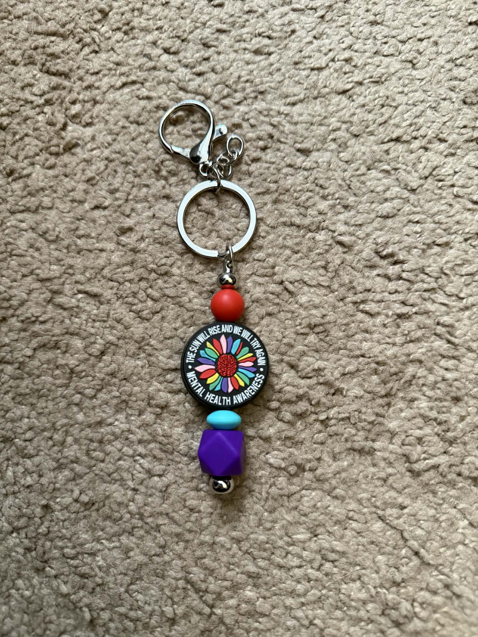 Mental Health Awareness Beaded Keychain