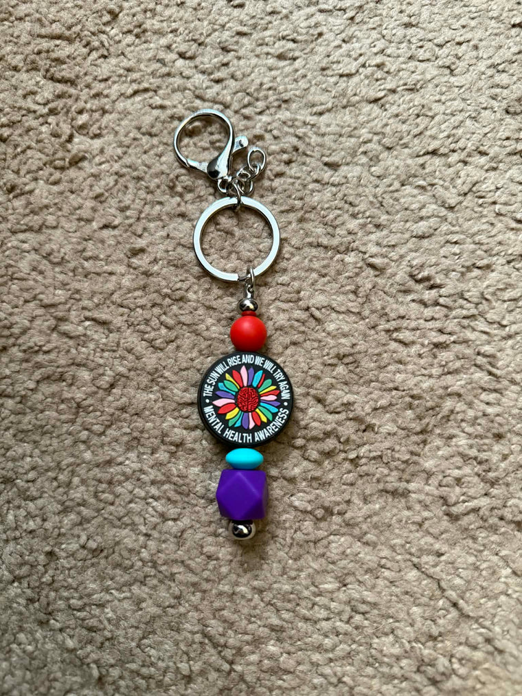 Mental Health Awareness Beaded Keychain