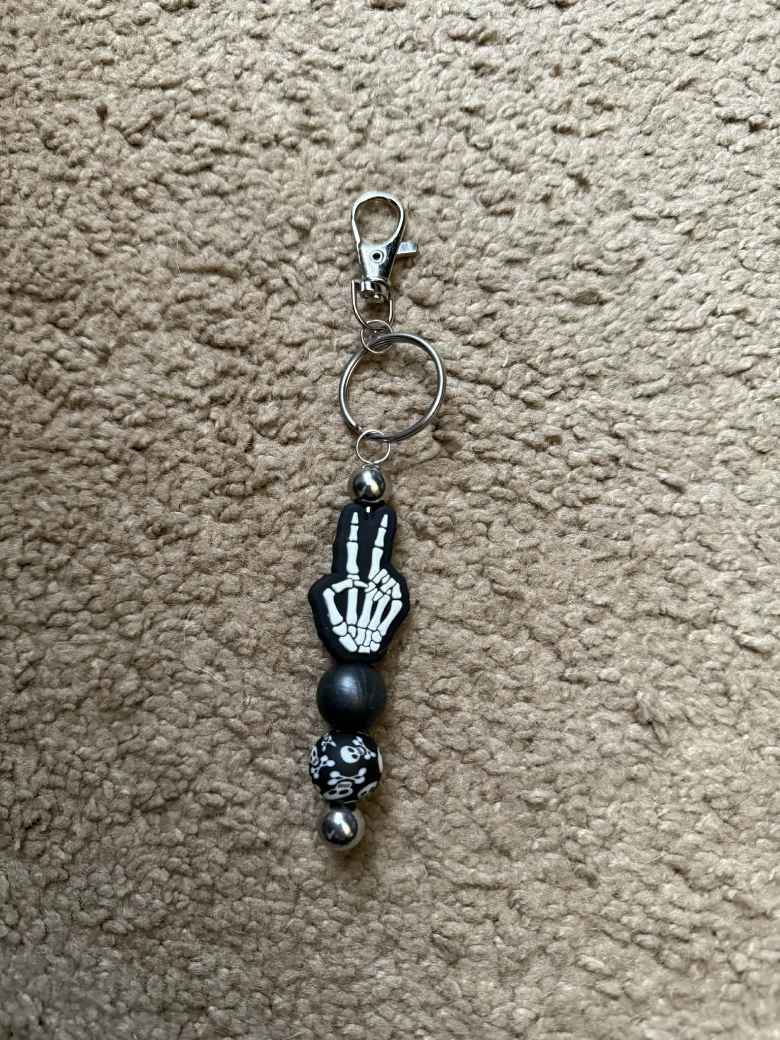 Skeleton Peace Beaded Keychain