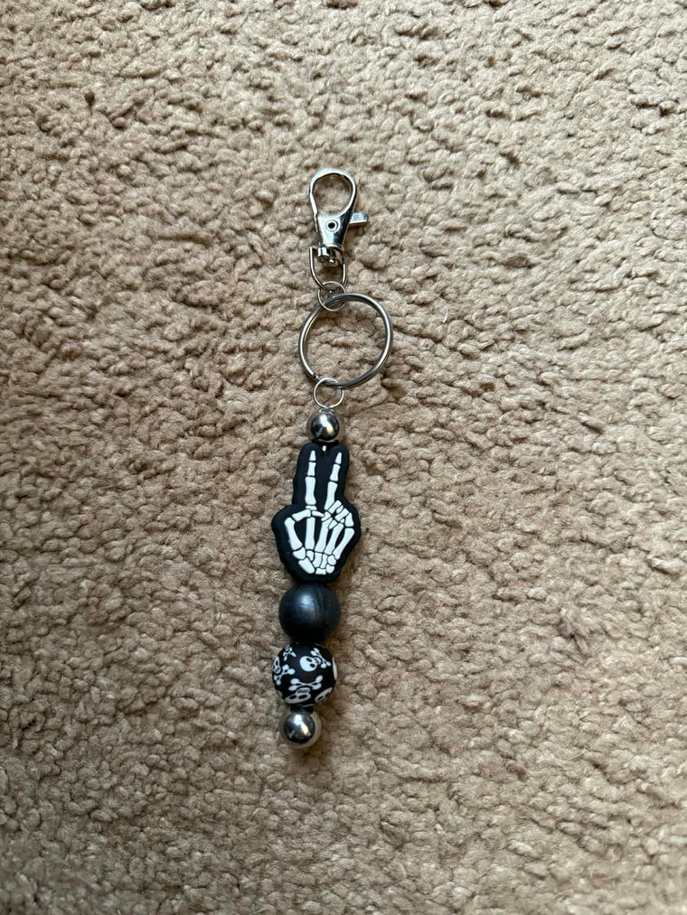 Skeleton Peace Beaded Keychain
