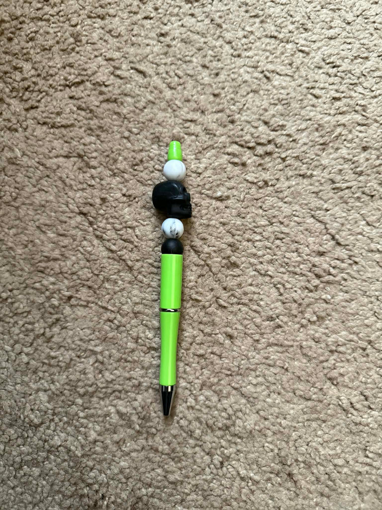 Green Skull Beaded Pen