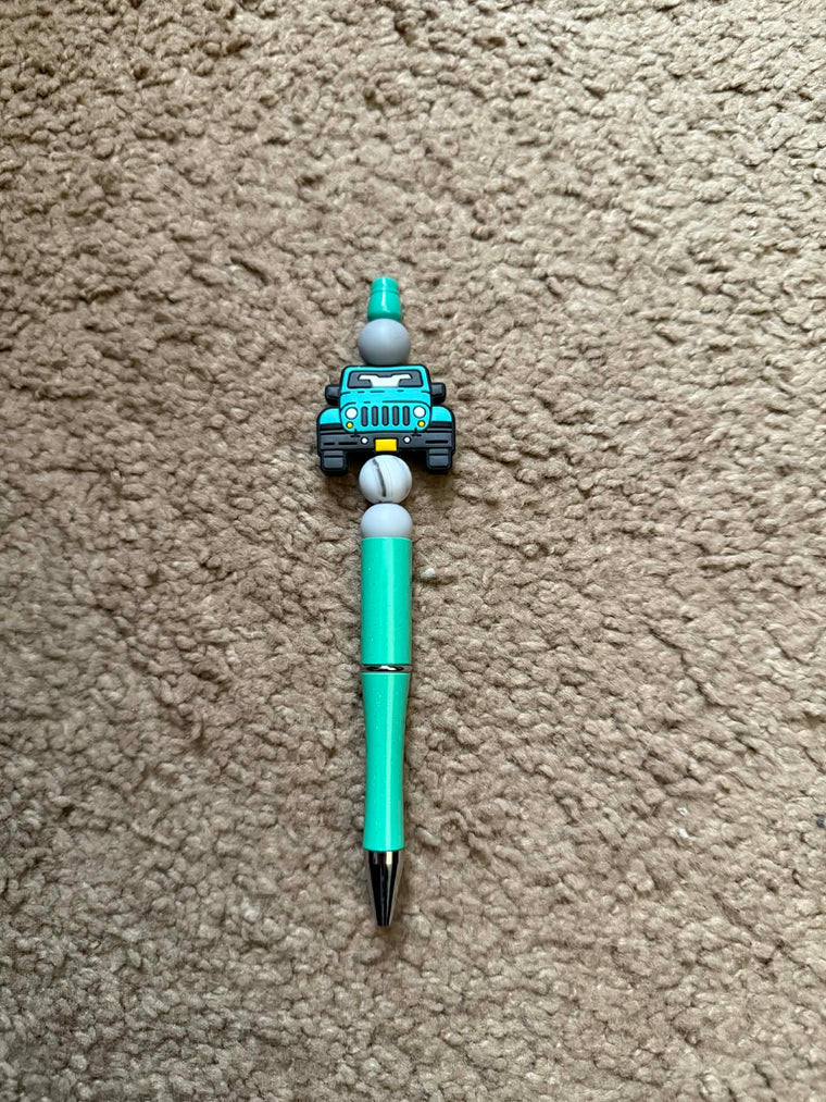 Teal Beep Beaded Pen