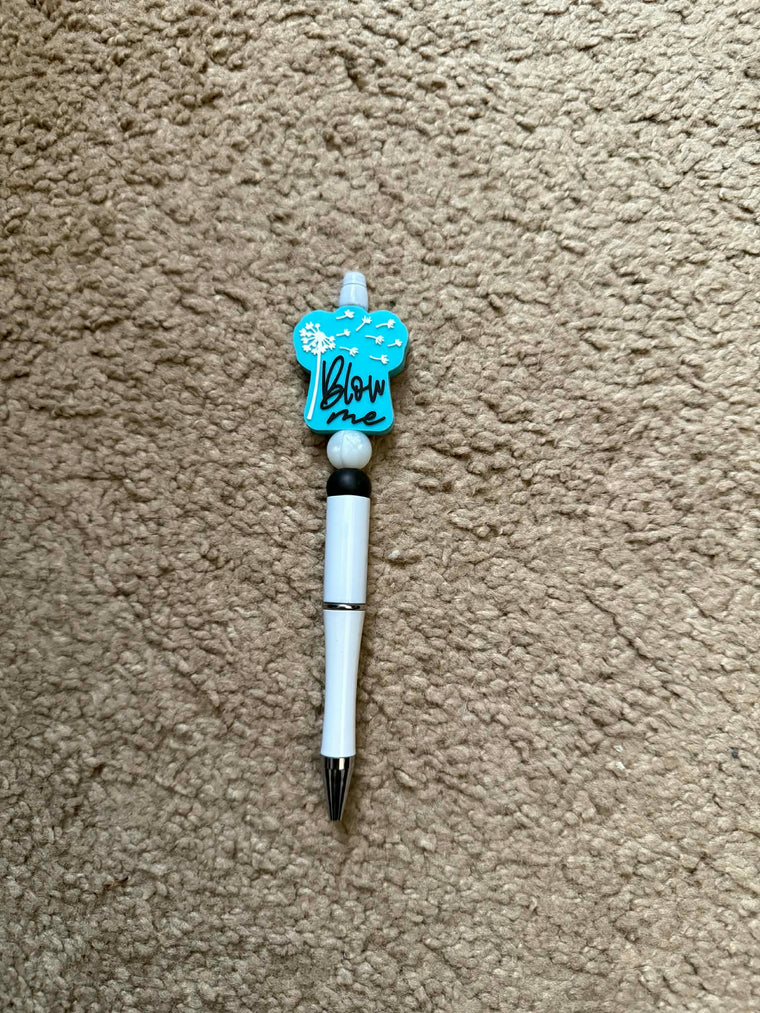 Blue Blow Me Beaded Pen