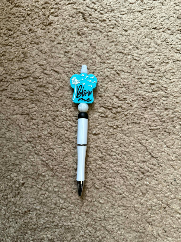 Blue Blow Me Beaded Pen