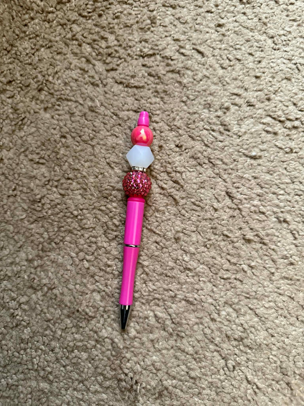 Hot Pink Theme Beaded Pen
