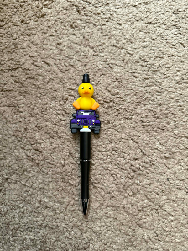 Purple Beep With Duck Beaded Pen