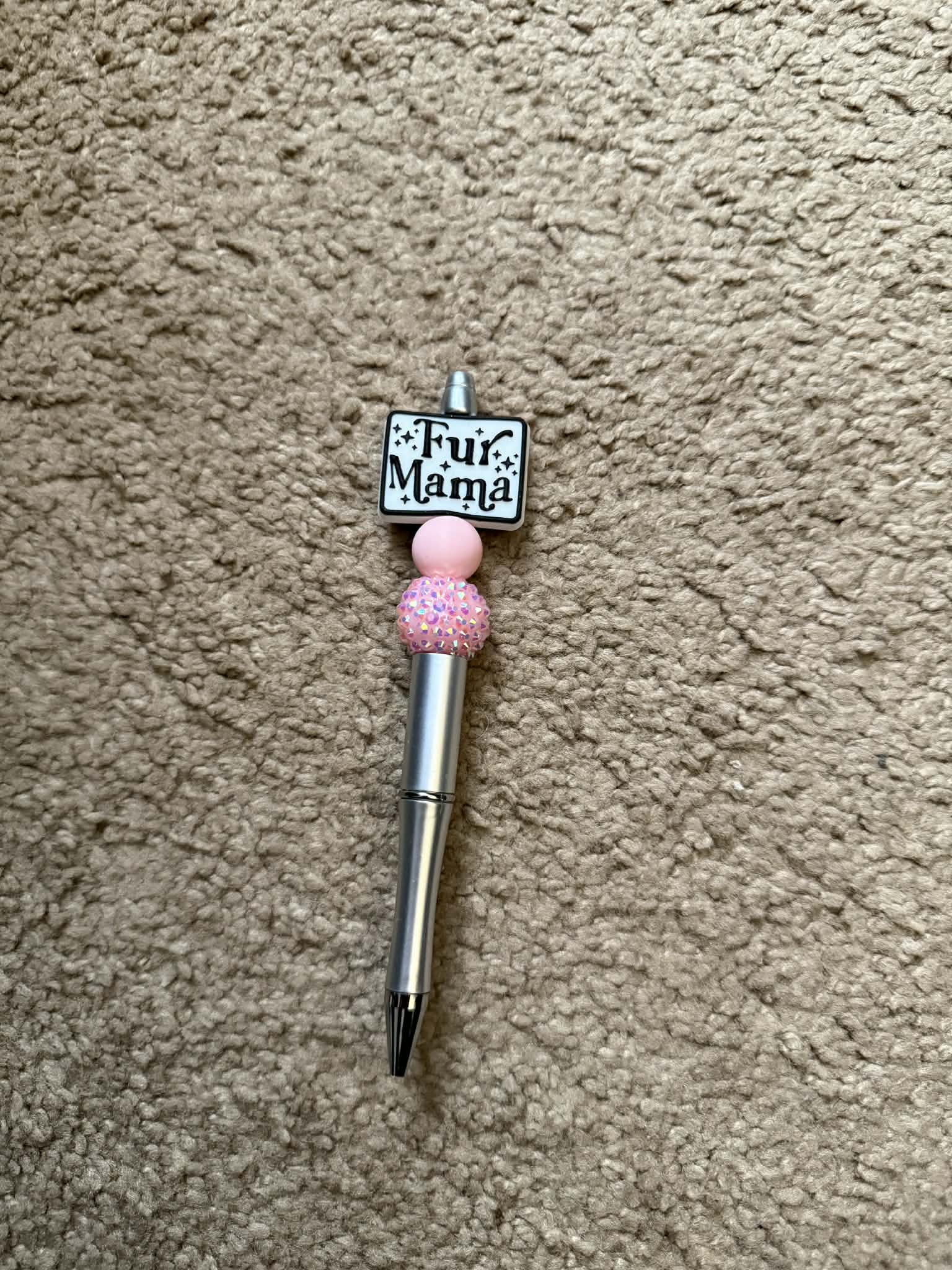 Fur Mama Pink Beaded Pen