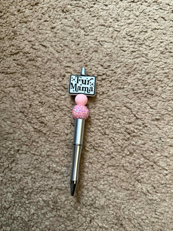 Fur Mama Pink Beaded Pen