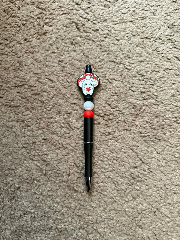 Red Mushroom Beaded Pen