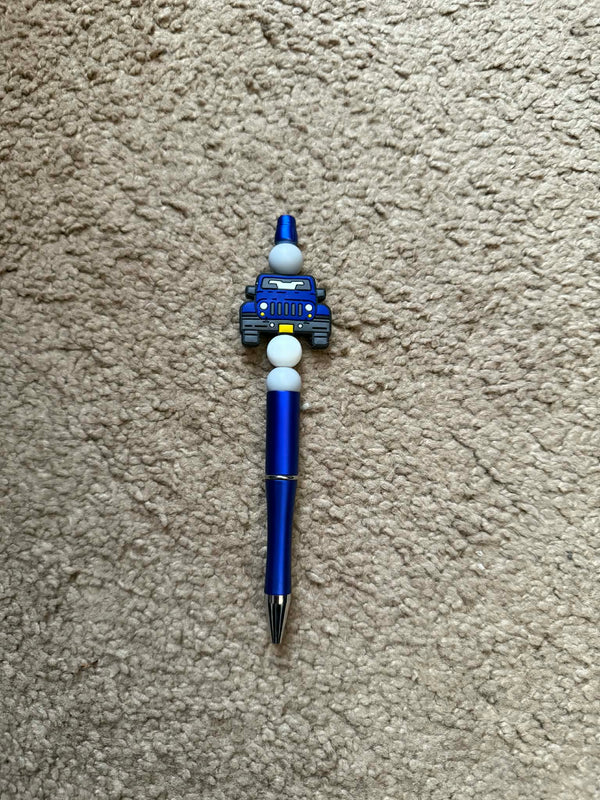 Blue Beep Beaded Pen