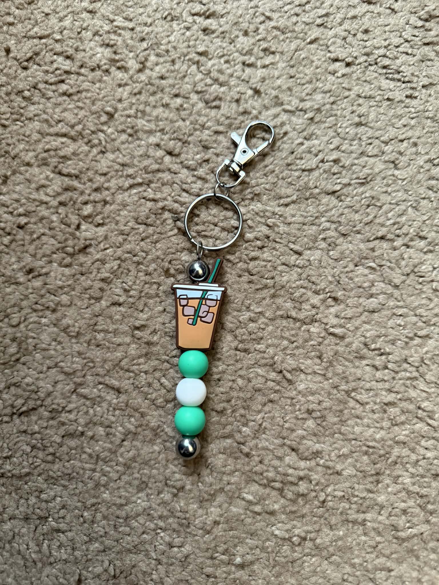 Iced Coffee Beaded Keychain