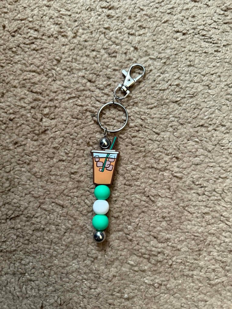 Iced Coffee Beaded Keychain