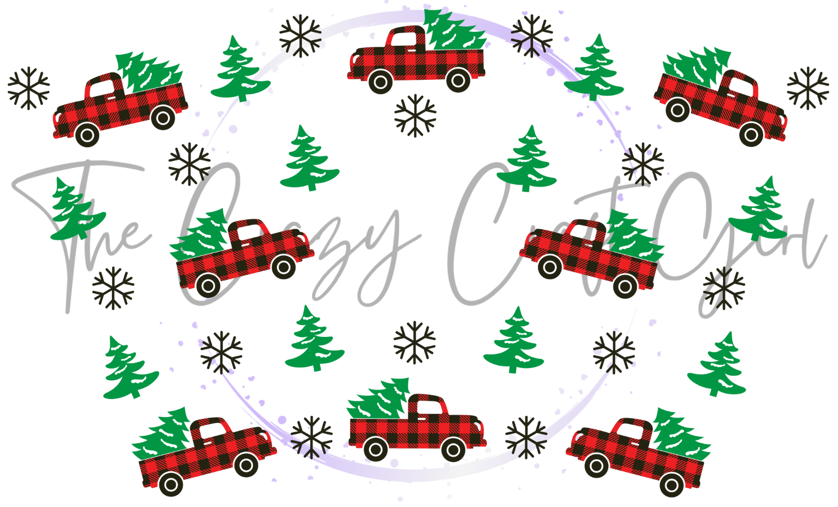 Red Plaid Truck and Christmas Tree Theme Cold Cup Wrap