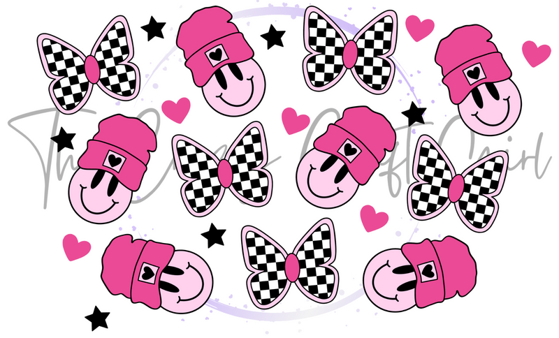 Pink Smiley Beanies Cold Cup Wrap