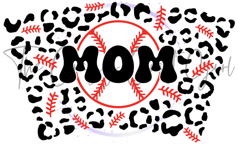 Baseball Mom with Stitches No Hole Cold Cup Wrap