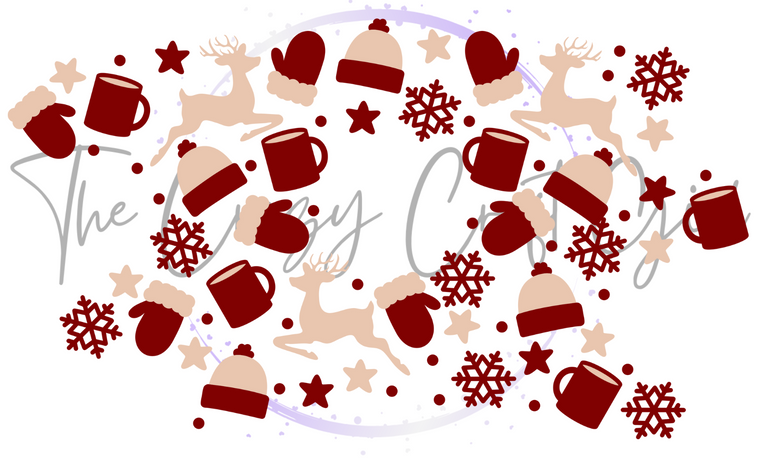 Snowflake, Mitten, Cup Christmas Theme Cold Cup Wrap