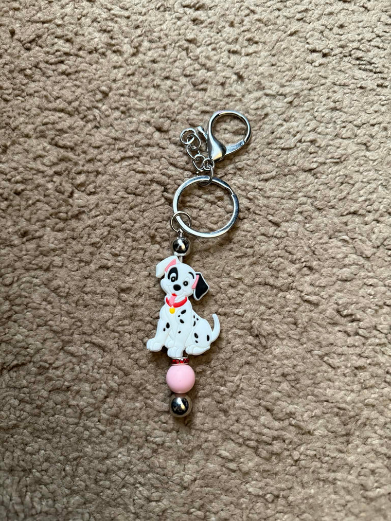 Spotted Dog Beaded Keychain