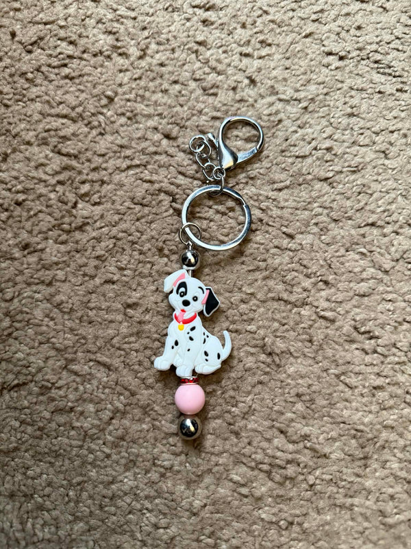 Spotted Dog Beaded Keychain