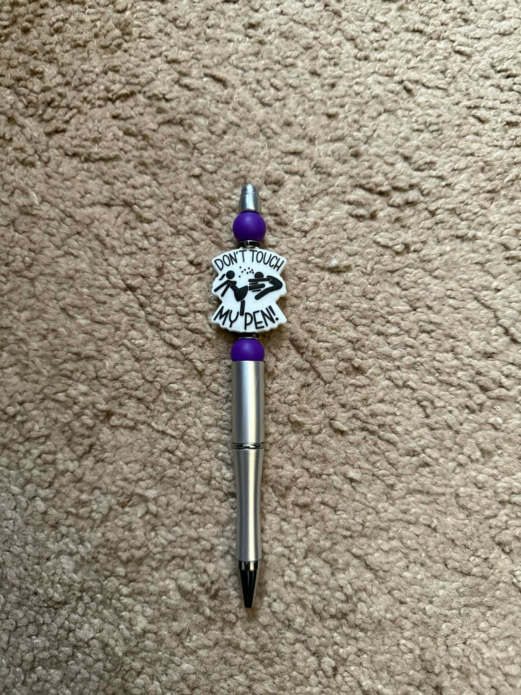 Purple Don't Touch My Pen Beaded Pen