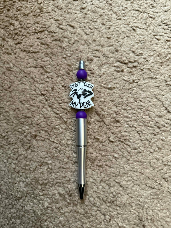 Purple Don't Touch My Pen Beaded Pen