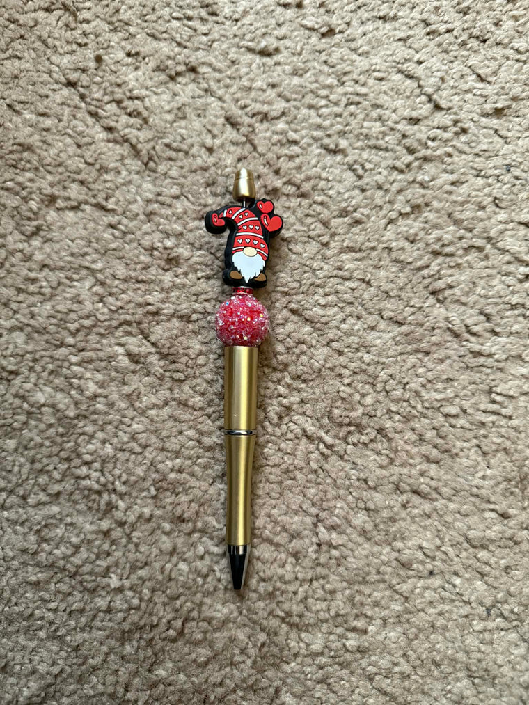 Valentines Gnome Beaded Pen