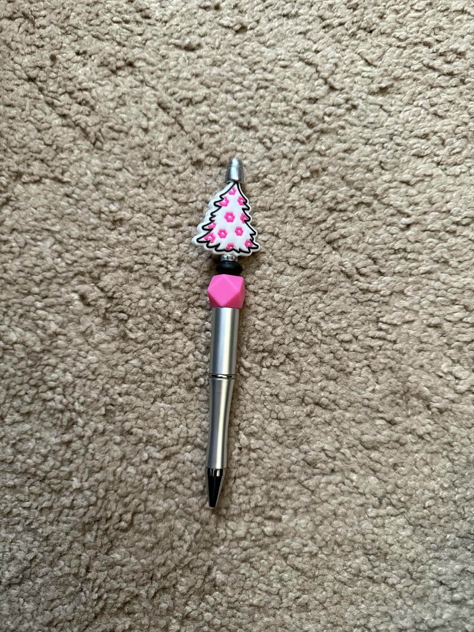 White Floral Tree Beaded Pen