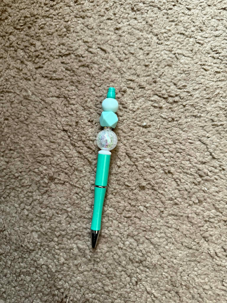 Teal Theme Beaded Pen