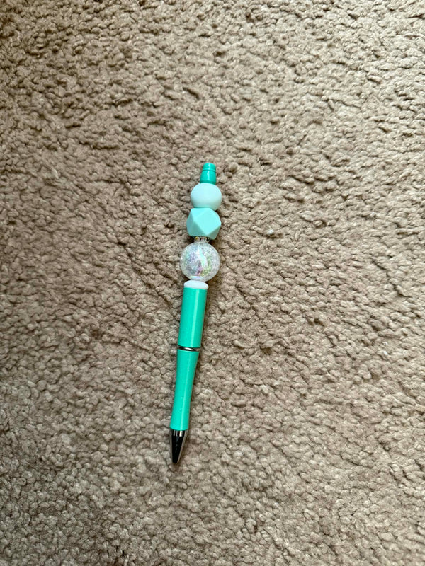 Teal Theme Beaded Pen