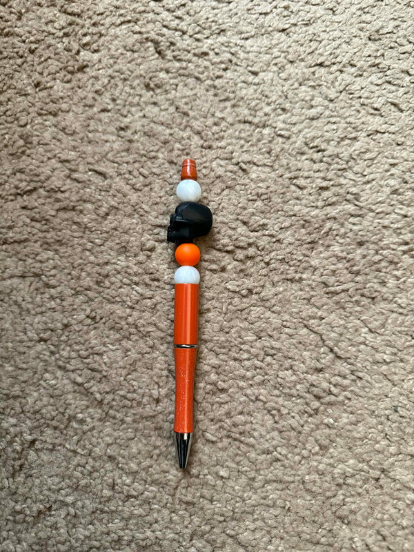 Orange Skull Beaded Pen