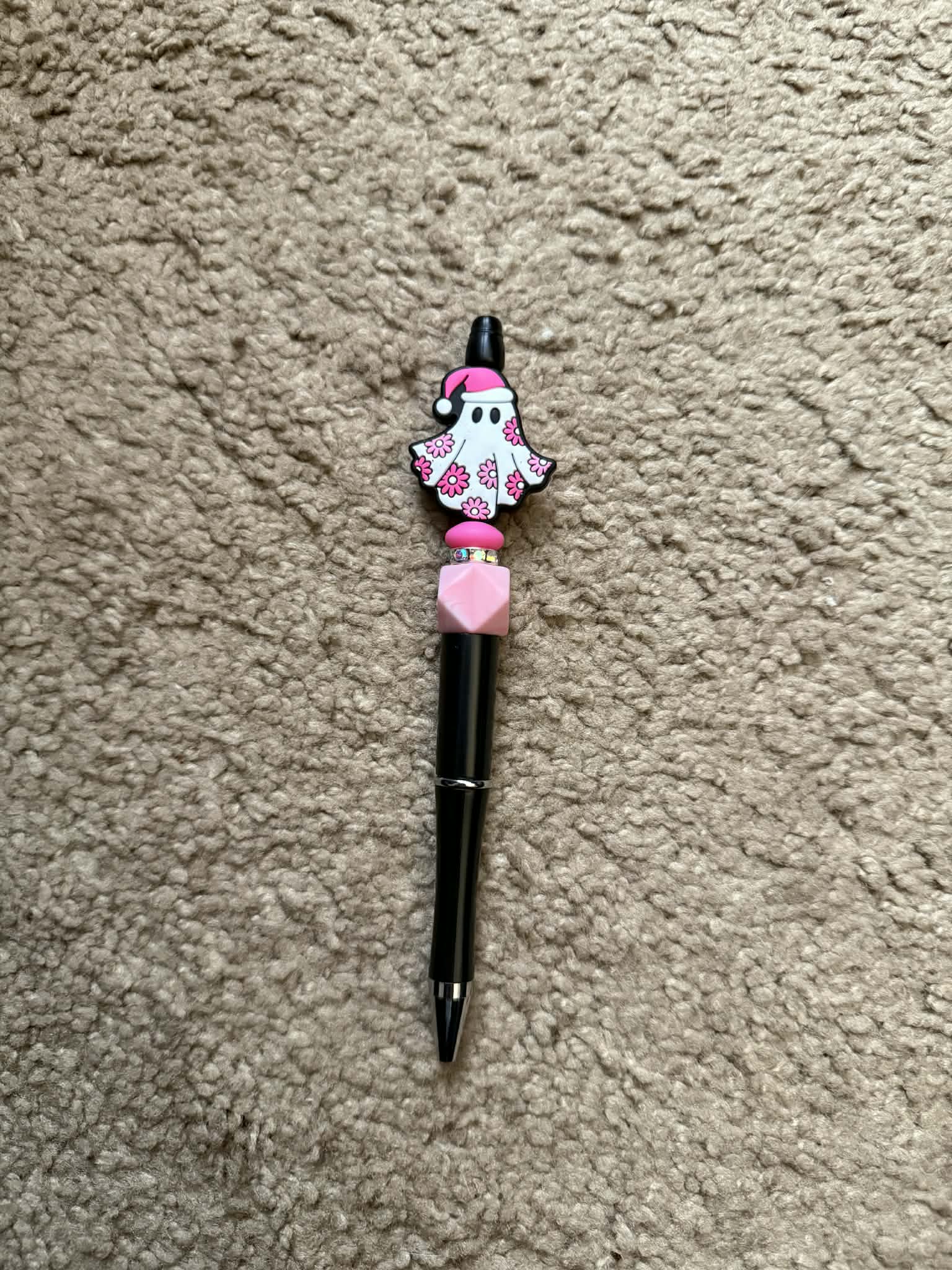 Pink Floral Ghost Beaded Pen