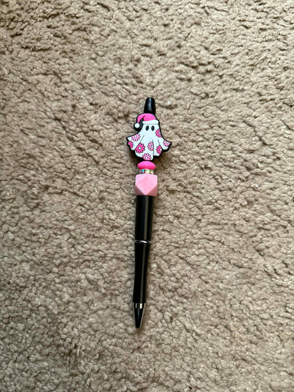 Pink Floral Ghost Beaded Pen