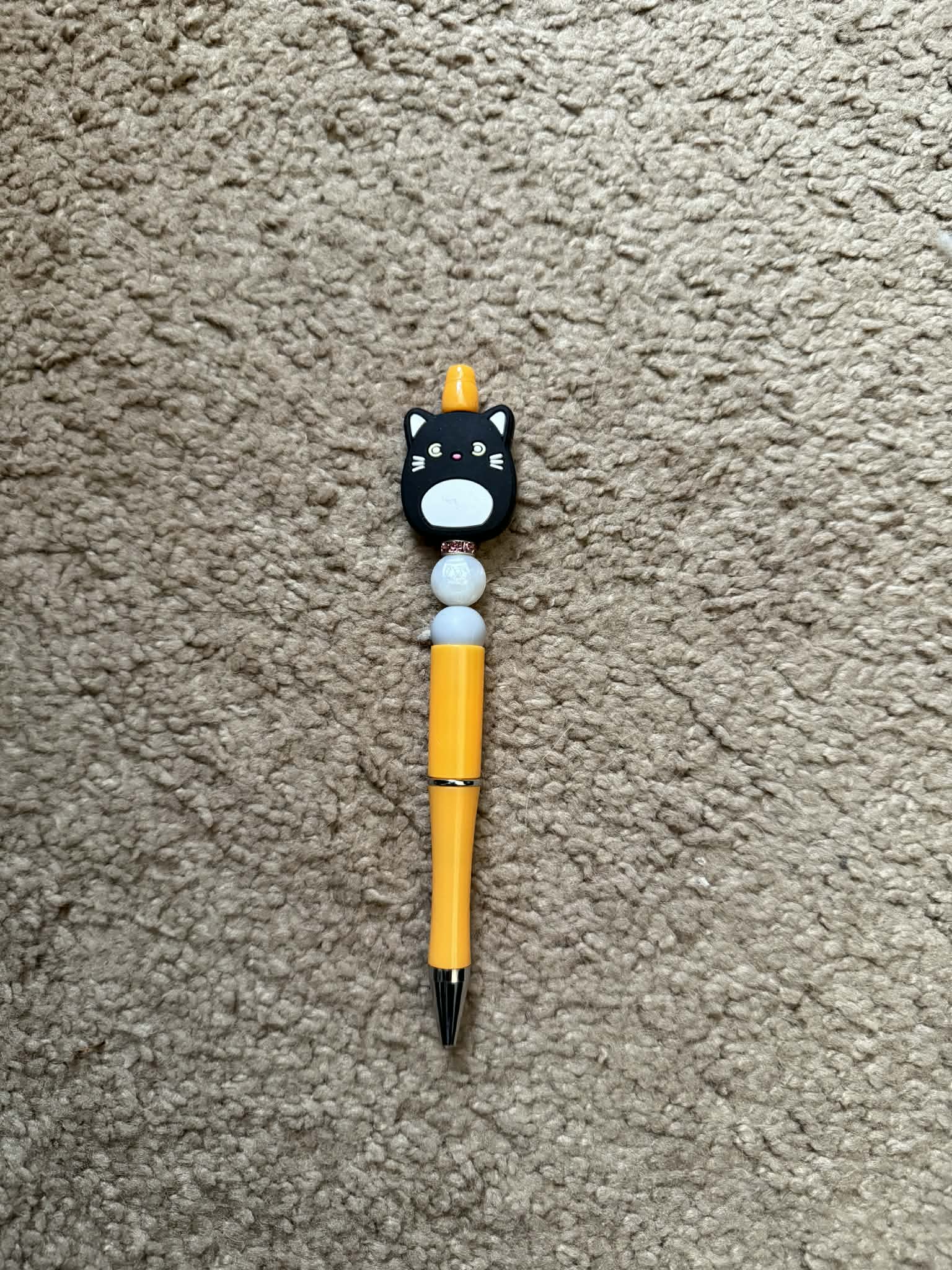 Orange Cat Beaded Pen