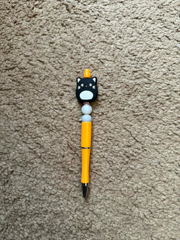 Orange Cat Beaded Pen
