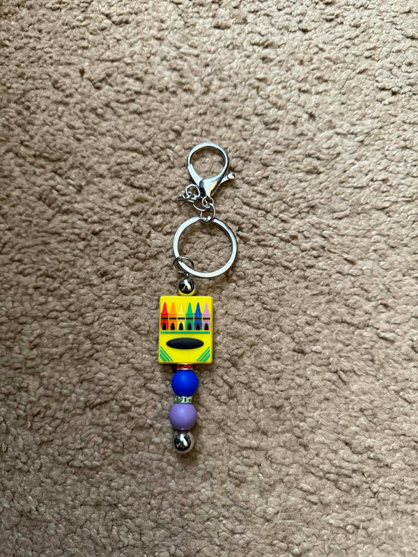 Crayon Box Theme Beaded Keychain