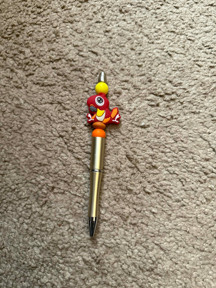 Red Bird Beaded Pen