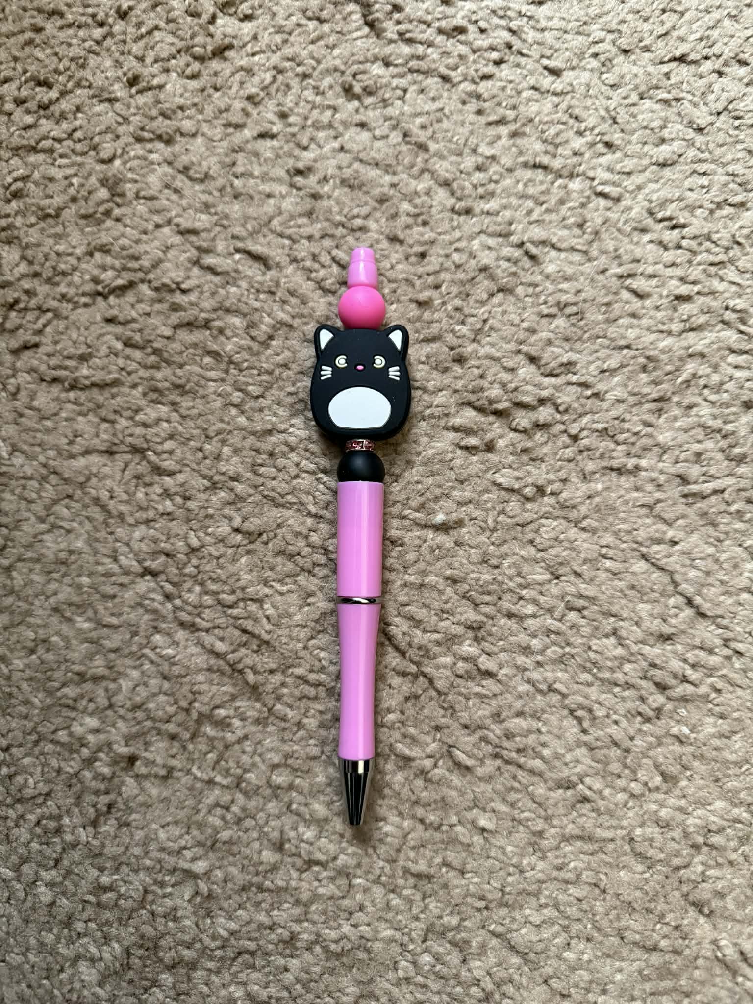 Pink Cat Beaded Pen