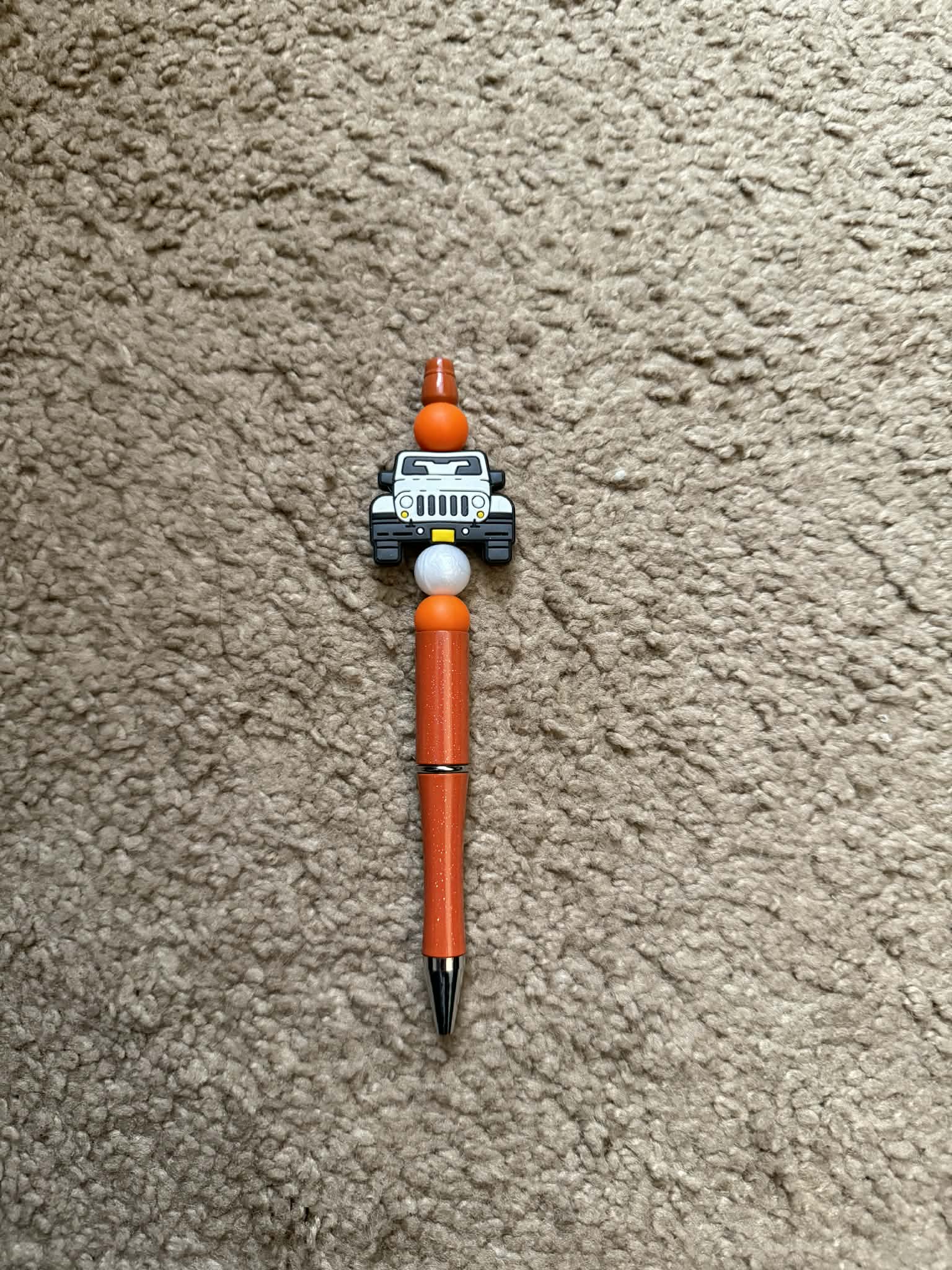 White Beep Beaded Pen