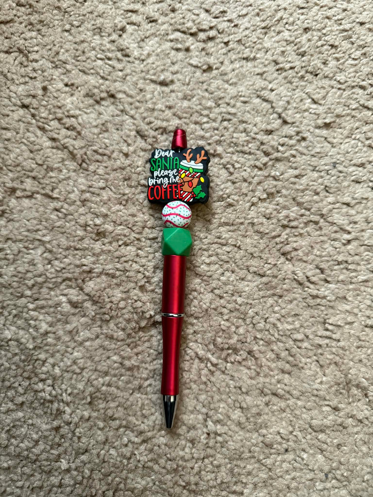 Santa Coffee Beaded Pen