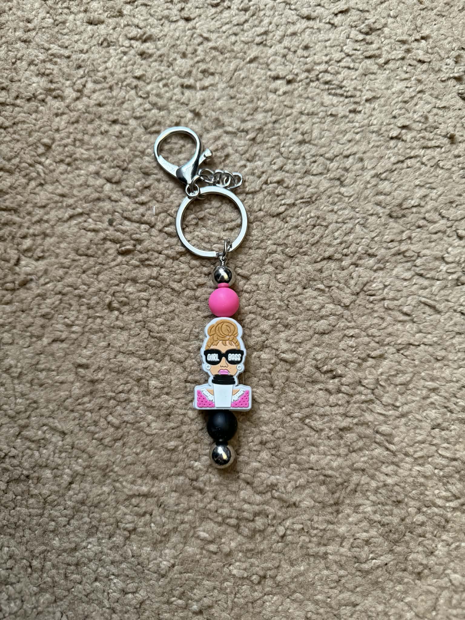 Girl Boss Beaded Keychain
