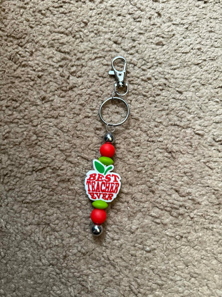 Best Teacher Ever Beaded Keychain