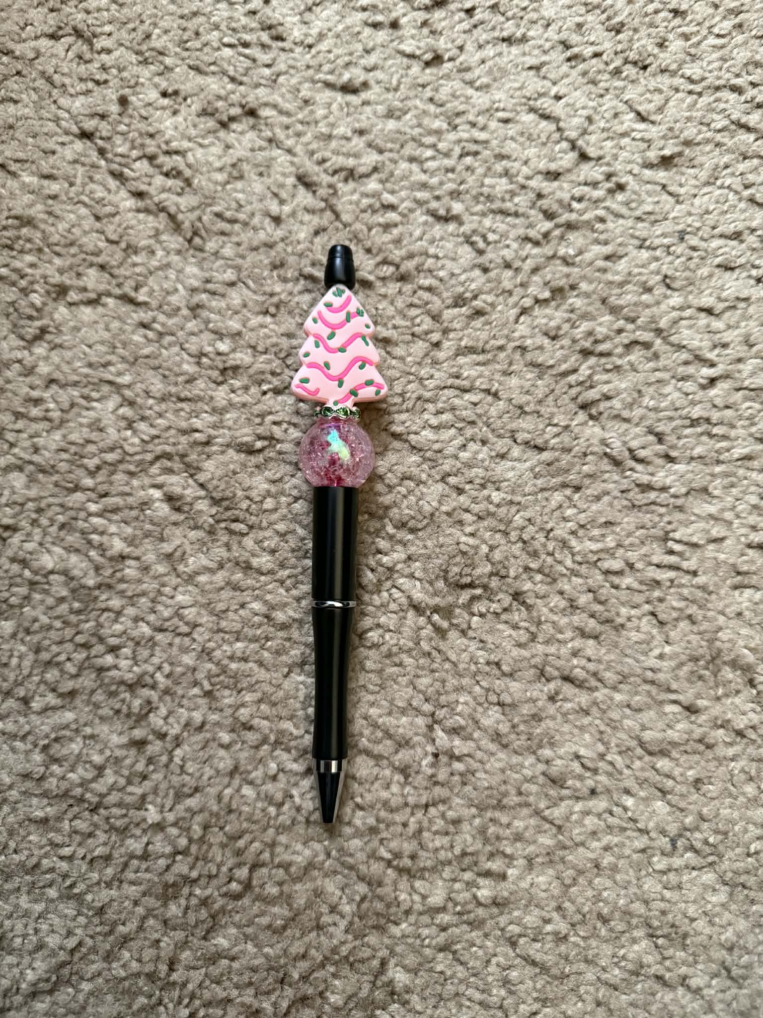 Pink Christmas Tree Beaded Pen