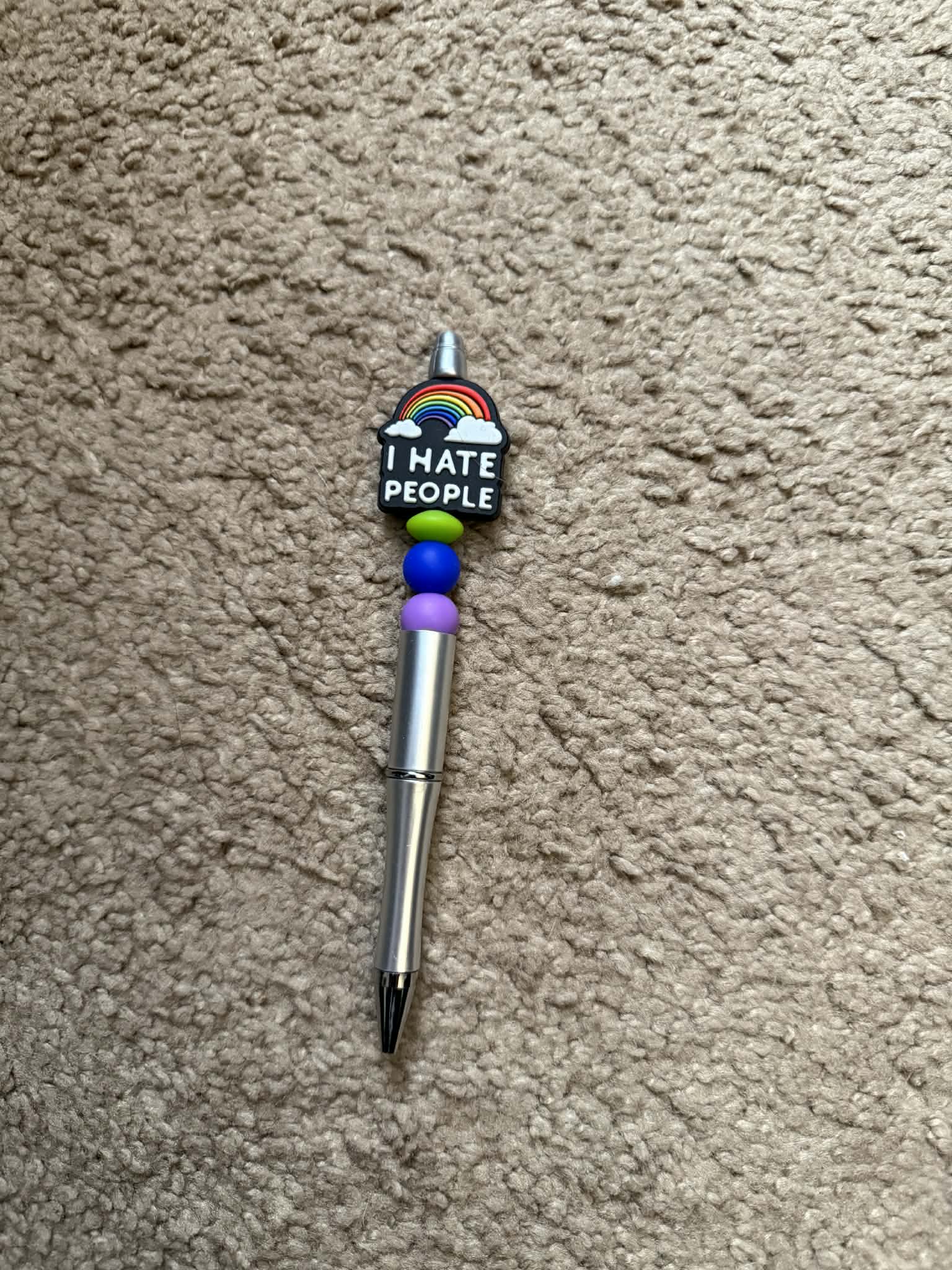 I Hate People Beaded Pen