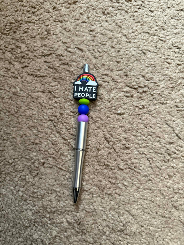 I Hate People Beaded Pen