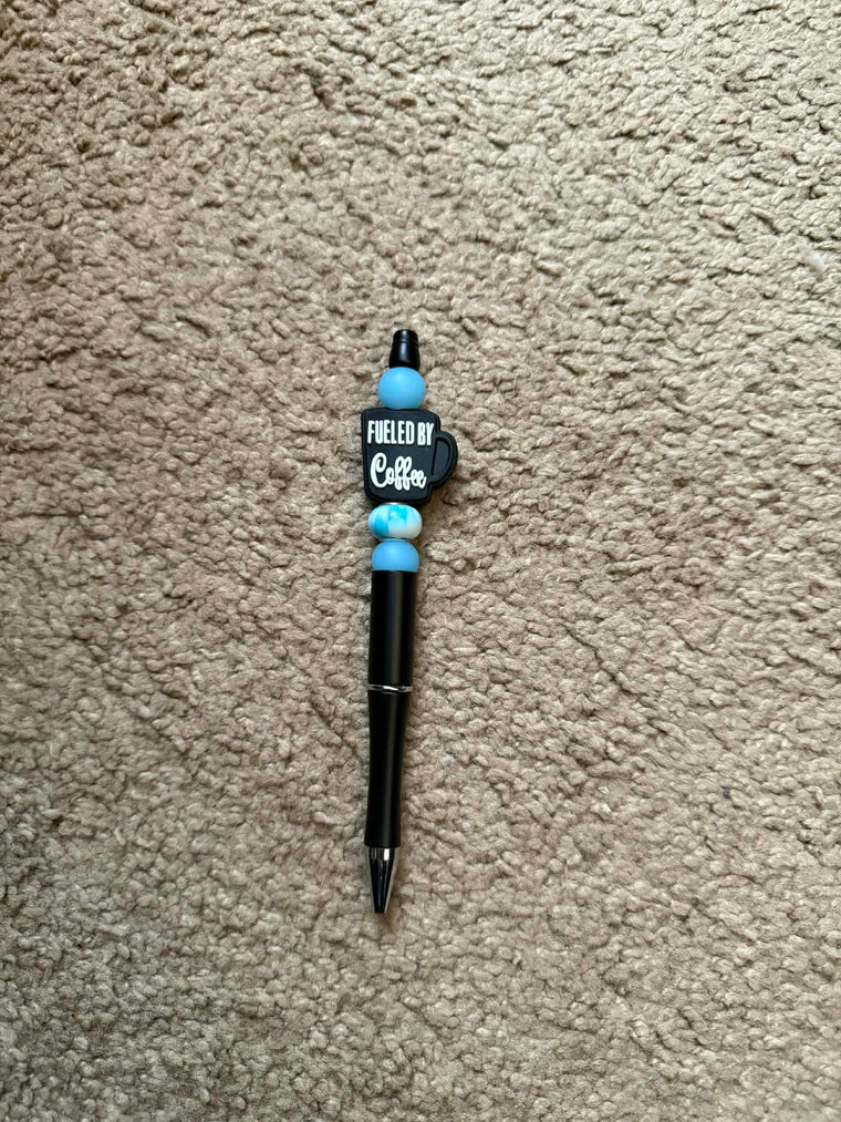 Black Fueled By Coffee Beaded Pen