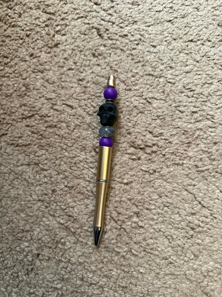 Purple Skull Beaded Pen