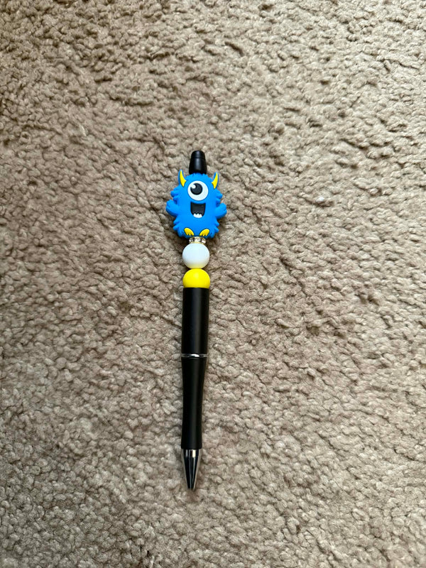 Blue Monster Beaded Pen
