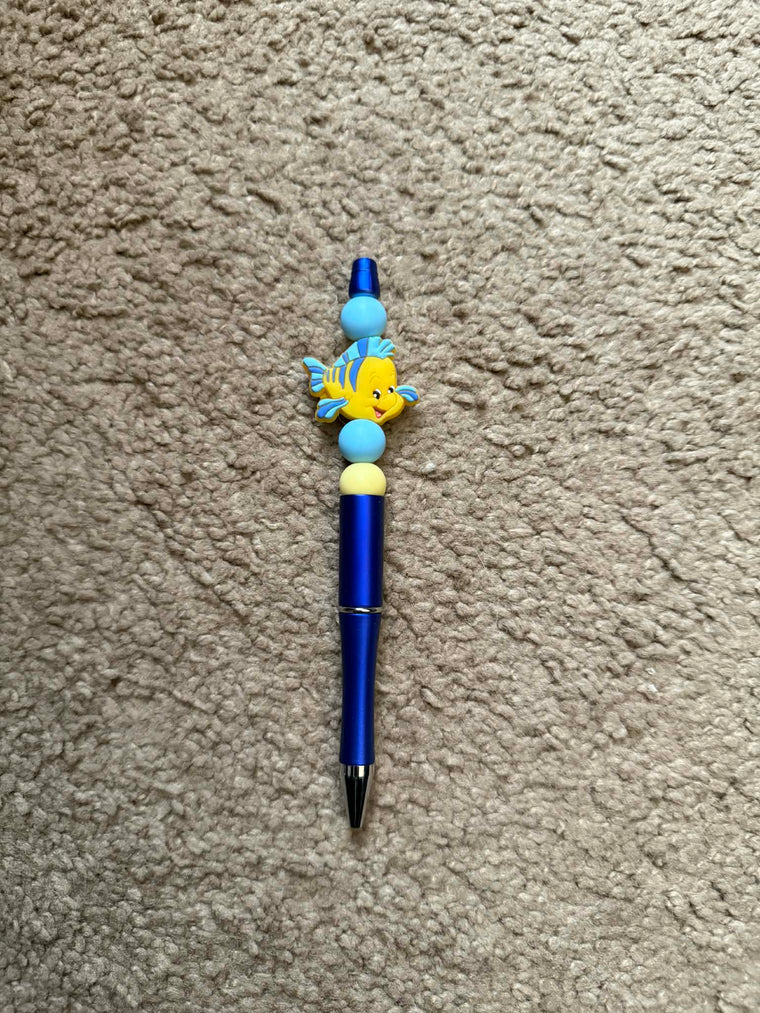 Blue Fish Beaded Pen