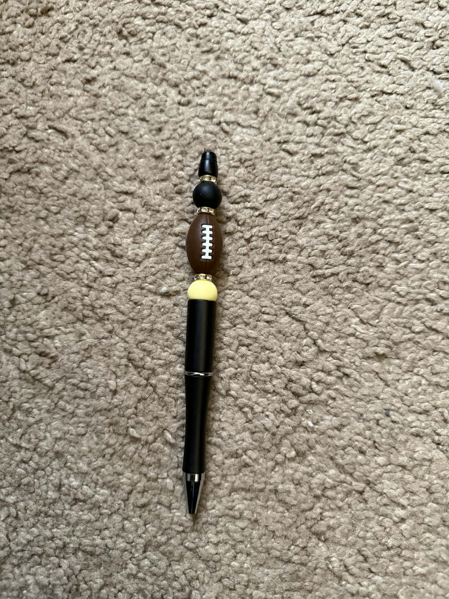 Football Black And Yellow Beaded Pen