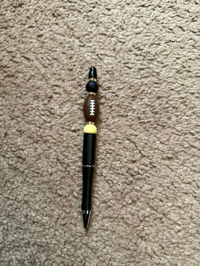 Football Black And Yellow Beaded Pen