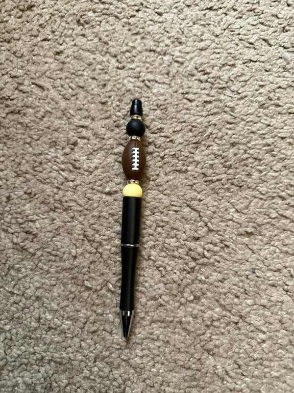 Football Black And Yellow Beaded Pen